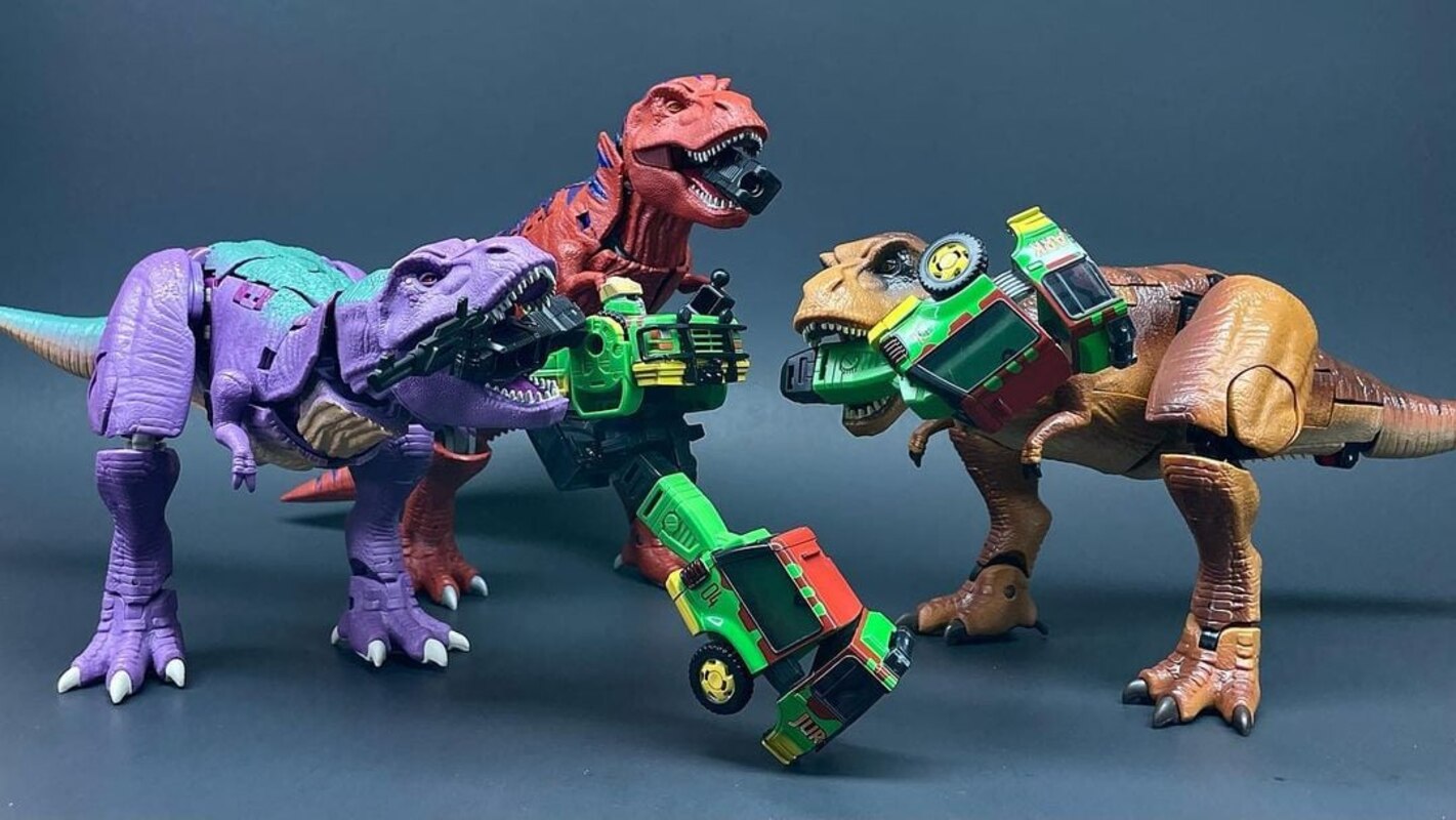 Transformers Kingdom Megatron, T-Wrecks, Tyrannocon Rex Compared Images